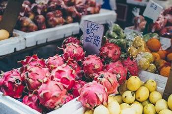 Dragon fruit in local markets