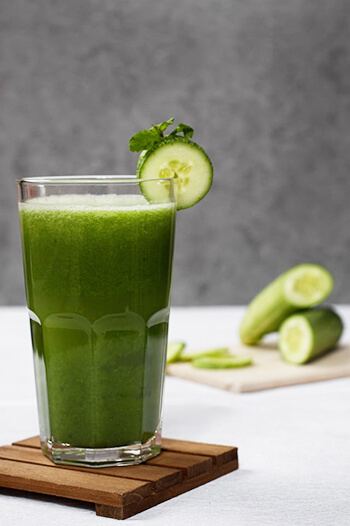 Green juice is a drink made from a blended combination of green vegetables