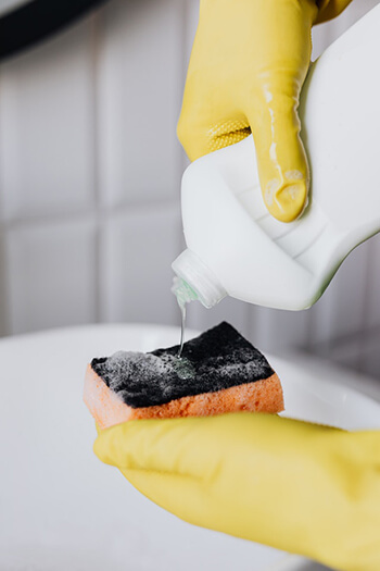 soak sponge in baking soda and water to sanitize