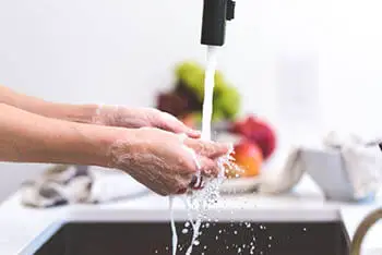 washing hands with water