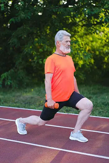 an old person exercising