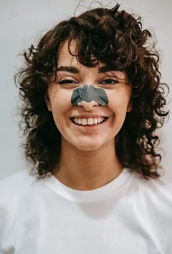 person with pore strips